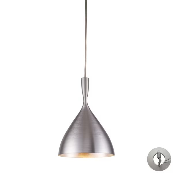 Spun Alum 1-Lght Mini Pndnt Alum w/Matching Shade - Incl Adapter Kit, Elk Lighting, Mfr#: 17042/1ALM-LA